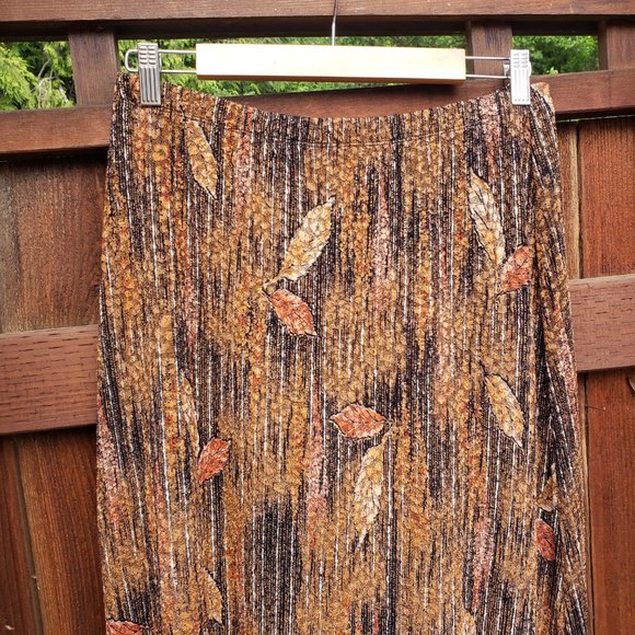 Vintage 90's Notations Fall Vibes Leaf Print Maxi Skirt Size Large - Picture 9 of 11